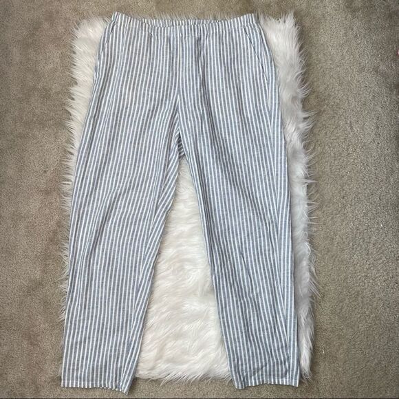 Eileen Fisher Stripe Hemp Blend Ankle Pants - Picture 5 of 10